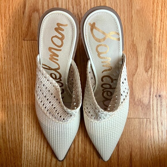 Sam Edelman Lilliana Slip-On Woven Leather Mules Cream Off-white Ivory Size 7.5 - Picture 4 of 7